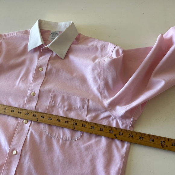 Brooks Brothers Slim Fit Light Pink White Collared Flip Cuff Dress Shirt SZ 16.5 - Picture 5 of 7
